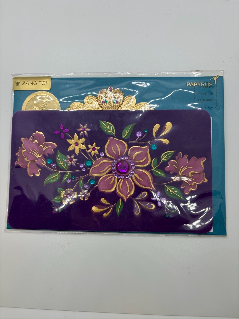 PAPYRUS x ZANG TOI Designer Purple Floral Embellished Greeting Card NIP